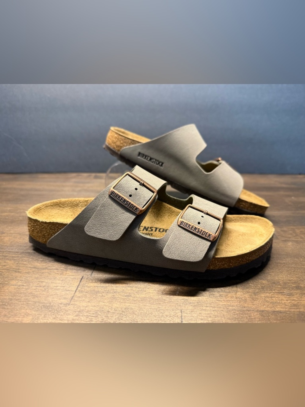 Birkenstock Arizona Taupe Sandals EU 38 Excellent Condition Double-Buckle